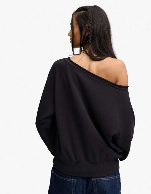 Bench x Superdry & Co Bardot oversized sweatshirt in charcoal/ dune, 3 of 5