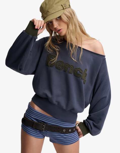 Bench x Superdry & Co Bardot oversized sweatshirt in crt navy/ ardwick green - view 1
