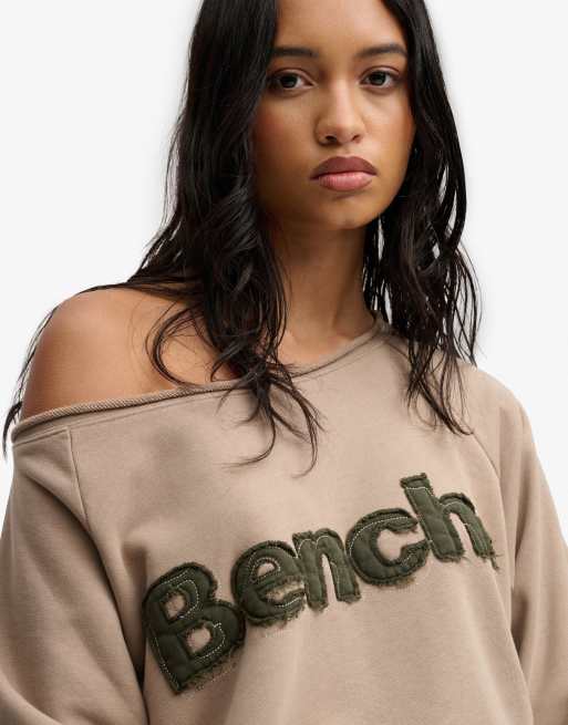Bench x Superdry & Co Bardot oversized sweatshirt in dune/ ardwick green, 4 of 5