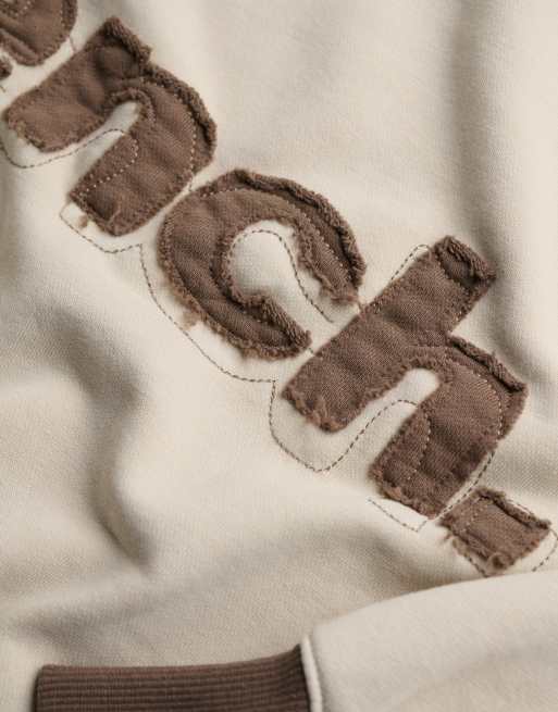 Bench x Superdry & Co Bardot oversized sweatshirt in moonbeam/ chocolate chip, 2 of 5