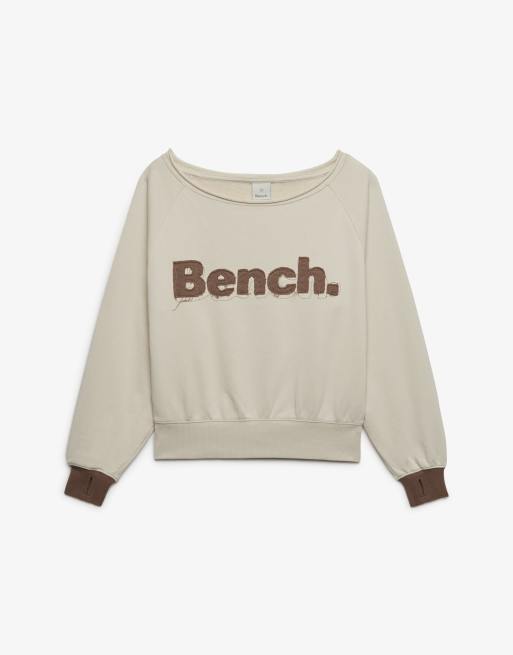 Bench x Superdry & Co Bardot oversized sweatshirt in moonbeam/ chocolate chip, 5 of 5