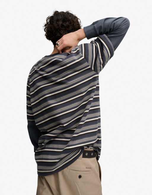 Bench x Superdry & Co Boxy stripe t-shirt in grey stripe, 3 of 5