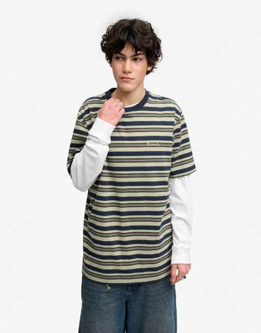 Bench x Superdry & Co Boxy stripe t-shirt in olive green stripe, 4 of 6
