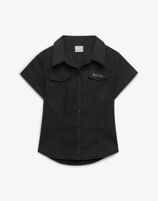 Bench x Superdry & Co - Chemise ajustée à manches courtes et rayures - Anthracite et lune brumeuse, 6 de 7