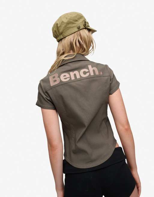 Bench x Superdry & Co - Chemise ajustée stretch à manches courtes - Olive noire/dune, 3 de 6