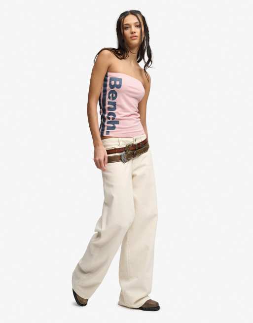 Bench x Superdry & Co Contrast bandeau top in bench pink/ crt navy, 4 of 4