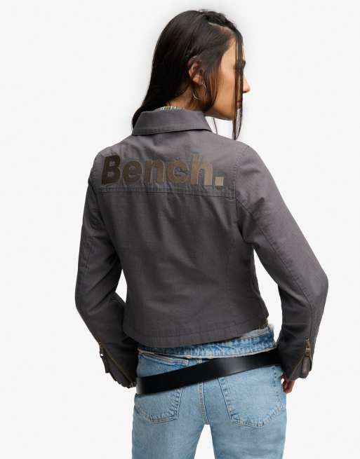 Bench x Superdry & Co Double zip collar ripstop jacket in charcoal/ chocolate chip, 3 of 4