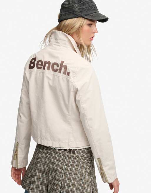 Bench x Superdry & Co Double zip collar ripstop jacket in moonbeam/ dune, 3 of 6
