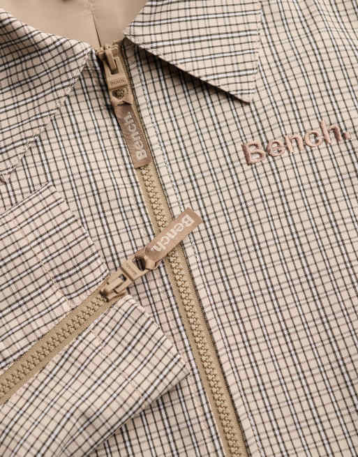 Bench x Superdry & Co Double zip collared check jacket in light moody check/ dune, 2 of 5
