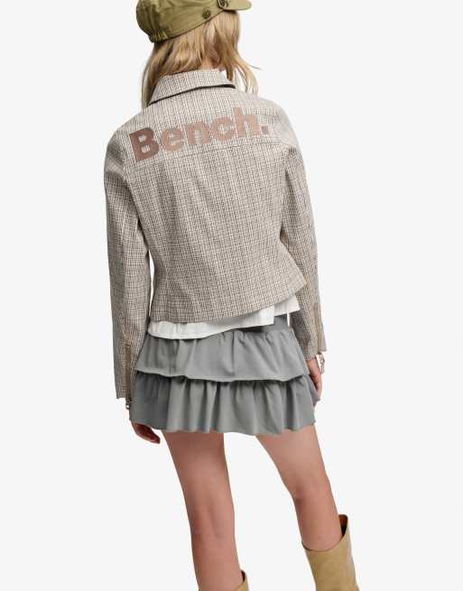 Bench x Superdry & Co Double zip collared check jacket in light moody check/ dune, 3 of 5