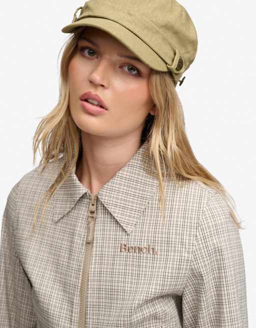 Bench x Superdry & Co Double zip collared check jacket in light moody check/ dune, 4 of 5