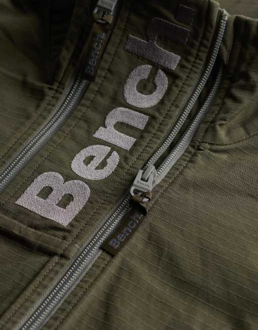 Bench x Superdry & Co Double zip funnel ripstop jacket in black olive/ moonmist, 5 of 6