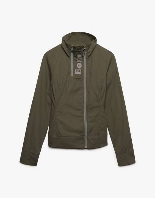 Bench x Superdry & Co Double zip funnel ripstop jacket in black olive/ moonmist, 6 of 6