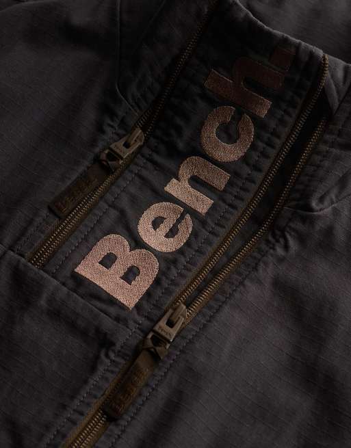 Bench x Superdry & Co Double zip funnel ripstop jacket in charcoal/ dune, 2 of 5