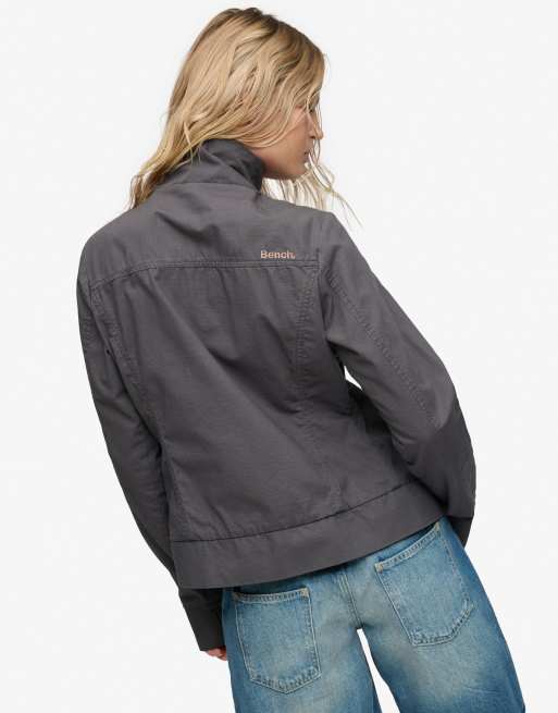 Bench x Superdry & Co Double zip funnel ripstop jacket in charcoal/ dune, 3 of 5