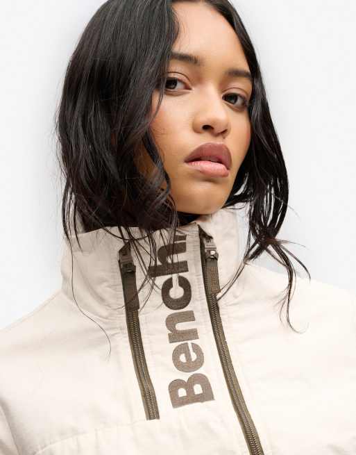 Bench x Superdry & Co Double zip funnel ripstop jacket in moonbeam/ chocolate chip, 4 of 5