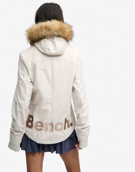 Bench x Superdry & Co Faux fur hooded windcheater jacket in moonbeam/ dune, 2 of 6
