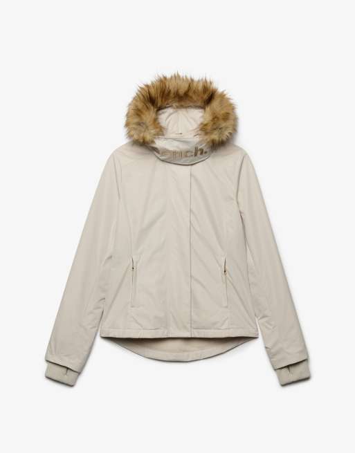 Bench x Superdry & Co Faux fur hooded windcheater jacket in moonbeam/ dune, 6 of 6