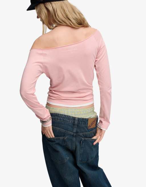 Bench. x Superdry & Co – Figurbetontes, langärmliges, mehrlagiges Oberteil in Bench.-Rosa/Weiß, 3 von 4