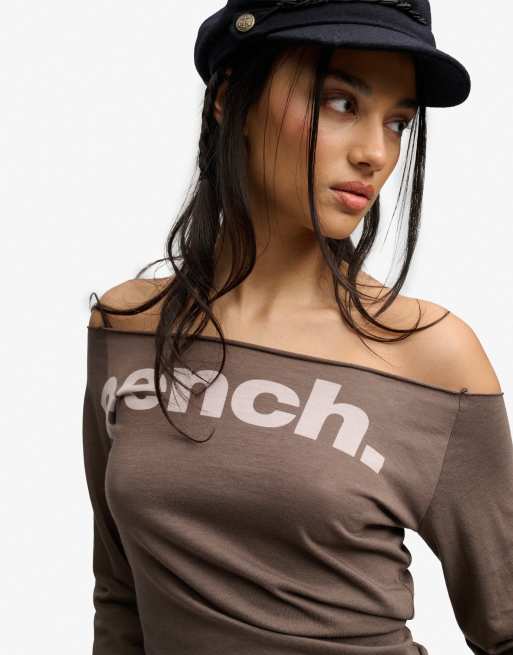 Bench. x Superdry & Co – Figurbetontes, langärmliges Oberteil in Chocolate Chip/Moonbeam mit Lagendesign, 4 von 6