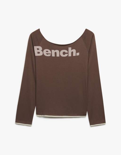 Bench. x Superdry & Co – Figurbetontes, langärmliges Oberteil in Chocolate Chip/Moonbeam mit Lagendesign, 5 von 6