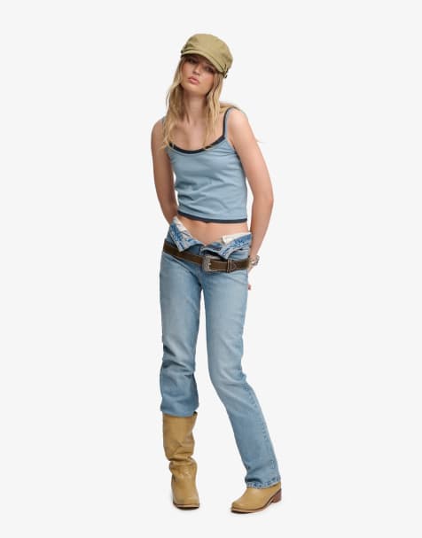 Bench x Superdry & Co Fitted cami layer vest in blue fog/ crt navy