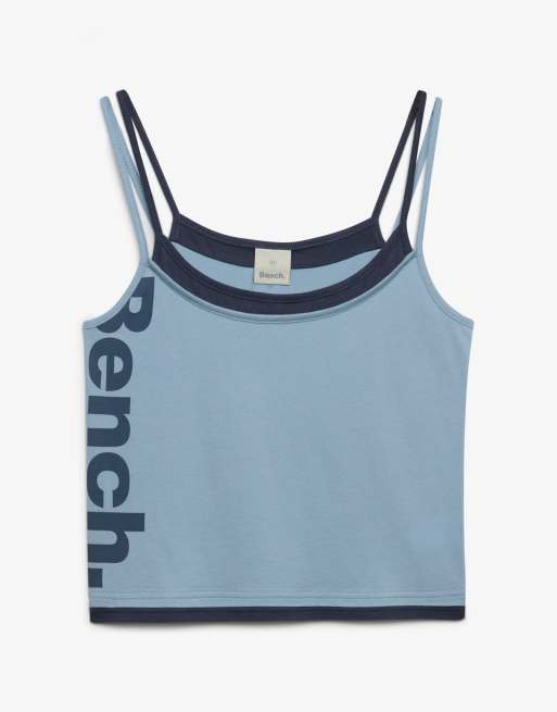 Bench x Superdry & Co Fitted cami layer vest in blue fog/ crt navy, 5 of 5