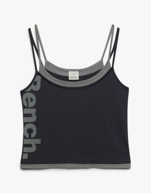 Bench x Superdry & Co Fitted cami layer vest in charcoal/ moonmist, 5 of 5