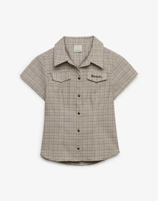 Bench x Superdry & Co Fitted check short sleeve shirt in light moody check/ardwck green, 6 of 7