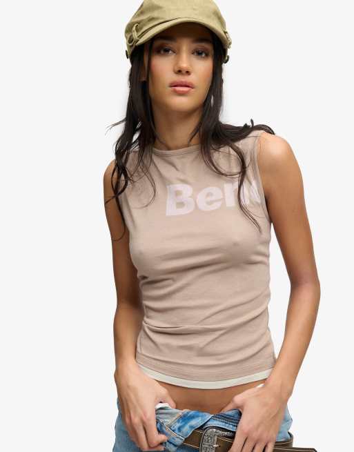 Bench x Superdry & Co Fitted layer tank vest in dune/ moonbeam, 2 of 4