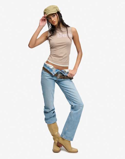 Bench x Superdry & Co Fitted layer tank vest in dune/ moonbeam, 4 of 4