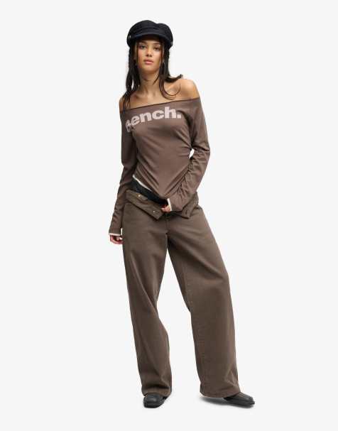 Bench x Superdry & Co Fitted long sleeve layer top in chocolate chip/ moonbeam - view 1