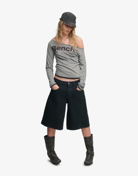 Bench x Superdry & Co Fitted long sleeve layer top in moonmist/ charcoal - view 1