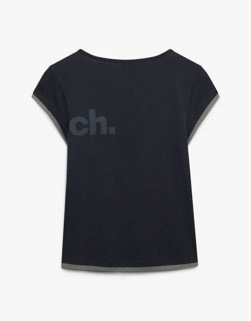 Bench x Superdry & Co Fitted short sleeve layer t-shirt in charcoal/ moonmist, 5 of 5