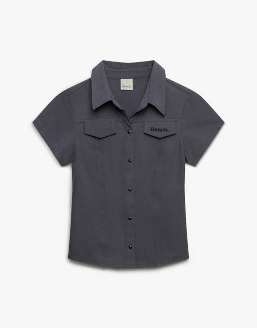 Bench x Superdry & Co Fitted stretch short sleeve shirt in crt navy/ black, 6 of 6