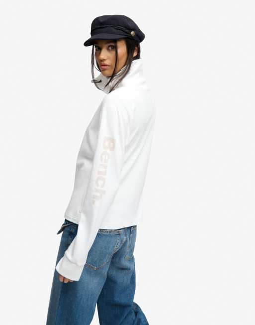 Bench x Superdry & Co Funnel track top in white/ moonbeam, 3 of 4
