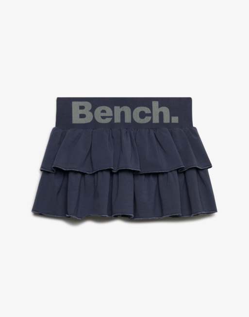 Bench. x Superdry & Co – Gestufter Rock in Marineblau/Moonmist mit niedrigem Bund, 5 von 5