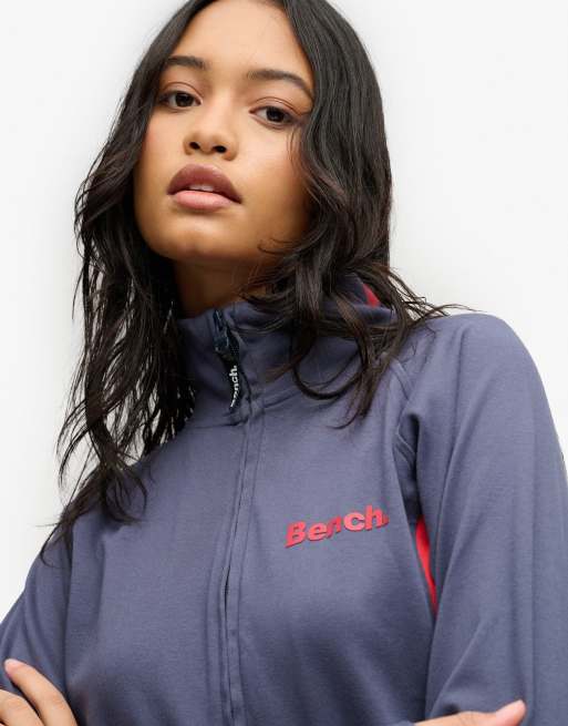 Bench x Superdry & Co High neck contrast track top in crt navy/ scarlet, 3 of 5