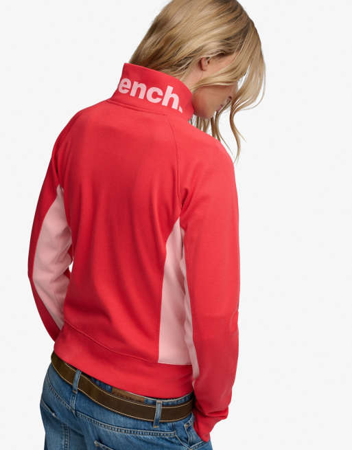 Bench x Superdry & Co High neck contrast track top in scarlet/ bench pink, 3 of 5