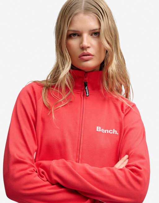 Bench x Superdry & Co High neck contrast track top in scarlet/ bench pink, 4 of 5