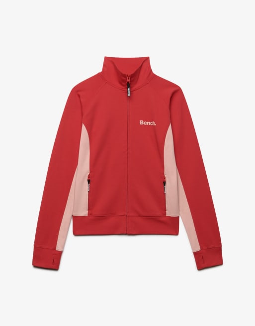 Bench x Superdry & Co High neck contrast track top in scarlet/ bench pink, 5 of 5