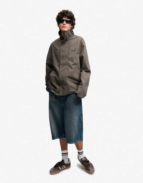 Bench x Superdry & Co High neck ripstop jacket in beluga charcoal/black - view 1