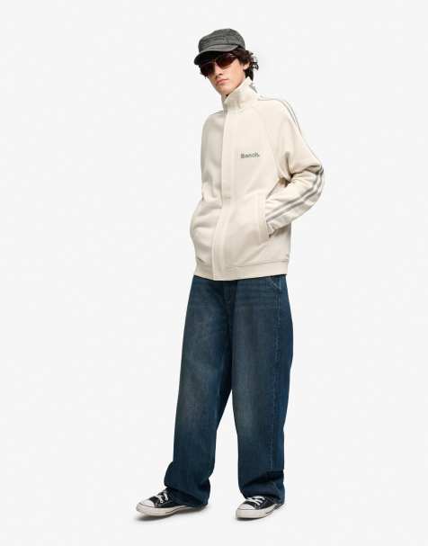Bench x Superdry & Co High neck stripe track top in moonbeam/ moonmist - view 1