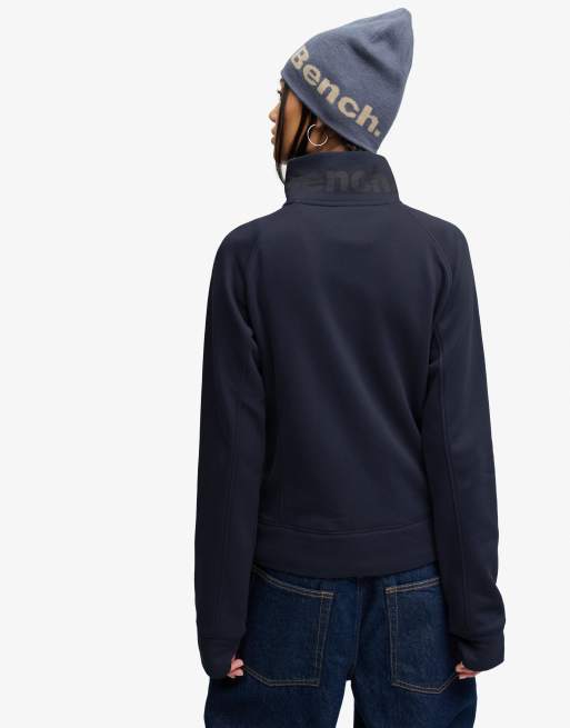 Bench x Superdry & Co High neck sweat track top in crt navy/ charcoal, 3 of 5