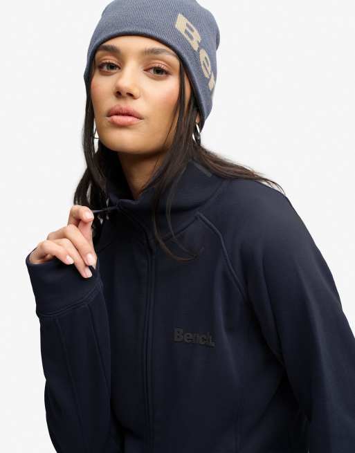 Bench x Superdry & Co High neck sweat track top in crt navy/ charcoal, 4 of 5