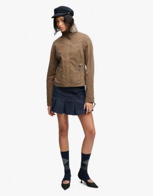 Bench. x & Co - Hochgeschlossene, samtige Jacke in Chocolate Chip/Moonmist-Braun Braun 36