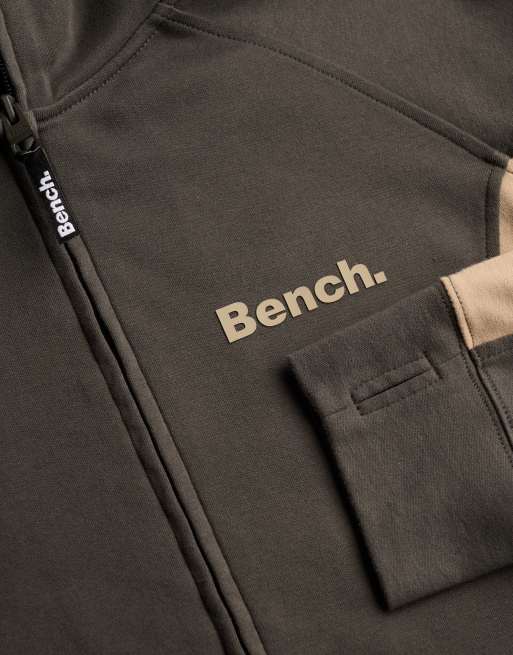 Bench. x Superdry & Co – Hochgeschlossenes Trainingsoberteil in Beluga-Anthrazit/Dune mit Kontrastdesign, 2 von 5