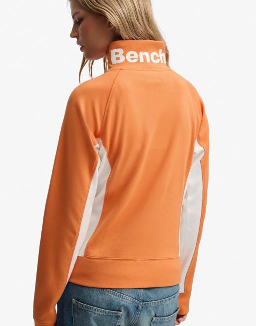 Bench. x Superdry & Co – Hochgeschlossenes Trainingsoberteil in Jaffa Orange/Weiß mit Kontrastdesign, 3 von 5