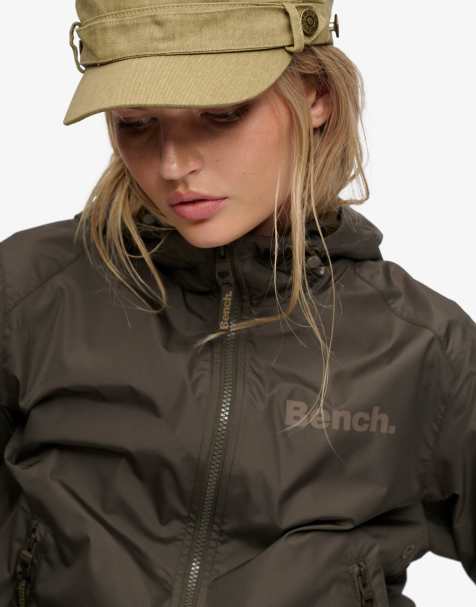 Bench x Superdry & Co Hooded shell bomber jacket in black olive/ chocolate chip - view 1