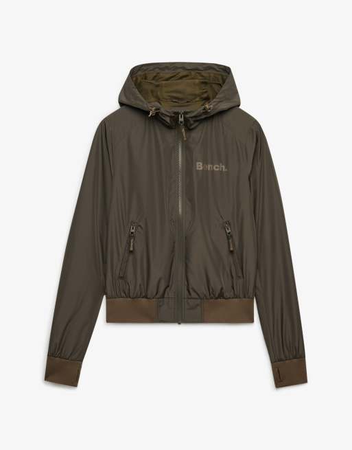 Bench x Superdry & Co Hooded shell bomber jacket in black olive/ chocolate chip, 3 of 4